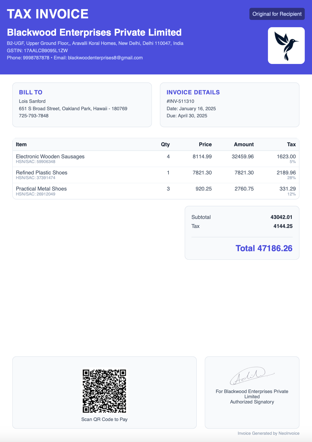Startup Invoice Template
